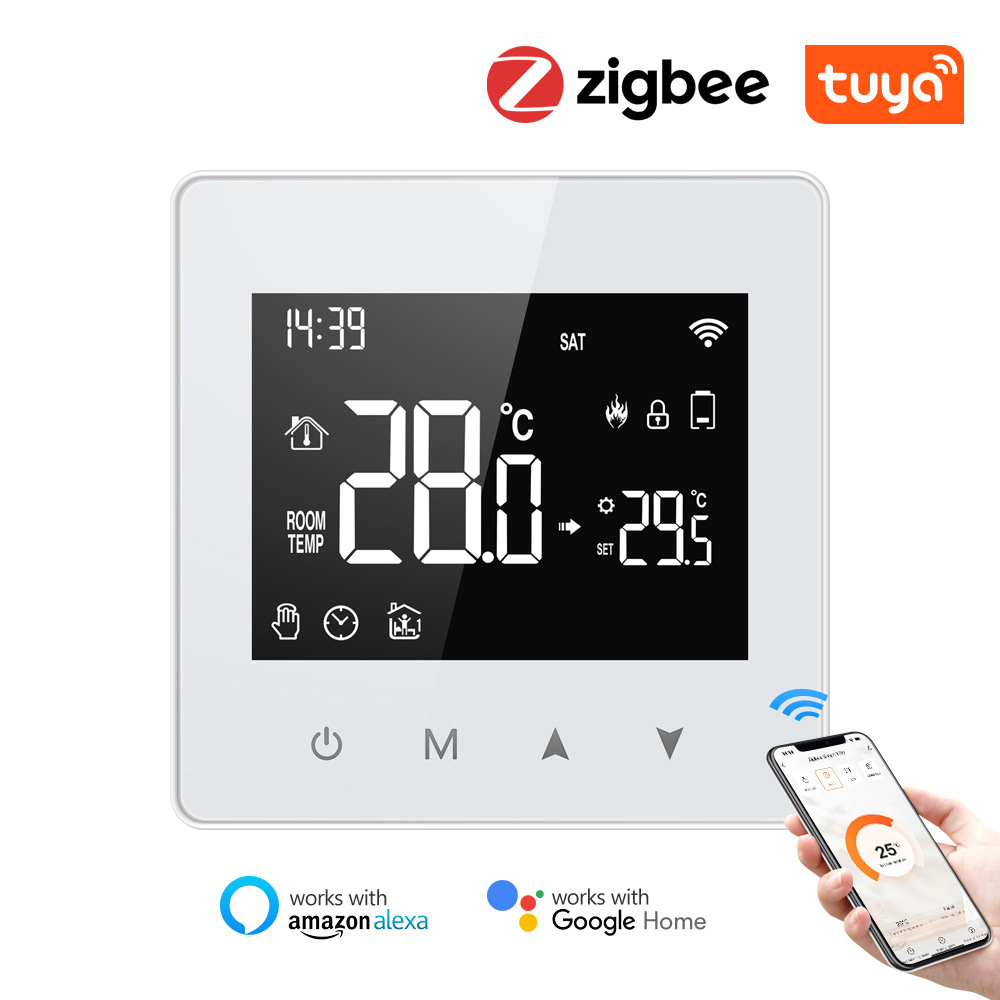 Tuya Zigbee Smart Thermostat für Warmwasserbereitung Digital  Temperaturregler Große LCD-Display Touch-Button Sprachsteuerung Kompatibel  mit Google Assi