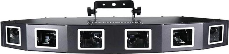 Laserový projektor, ovládanie DMX, farebné efekty, čierny, zástrčka EÚ