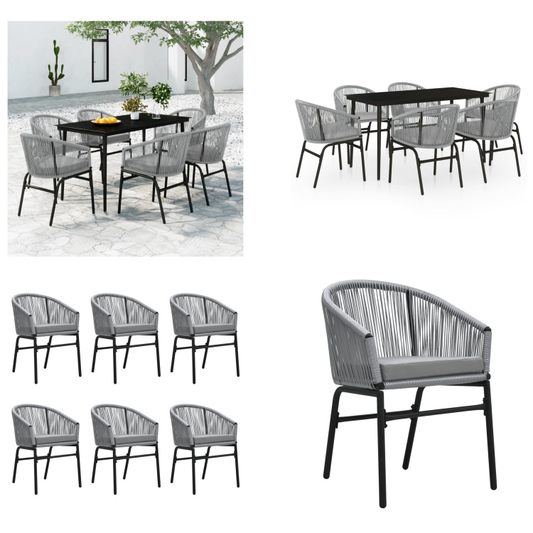 vidaXL 7-dielny záhradný jedálenský set sivý - Záhradný jedálenský set - Záhradné jedálenské sety - Jedálenský set - Jedálenský set na terasu