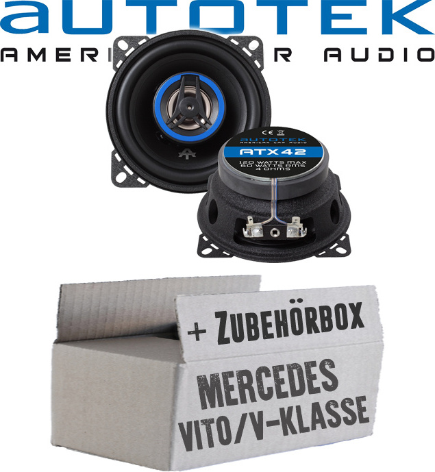 Lautsprecher Boxen Autotek ATX-42 | 2-Wege 10cm Koax Lautsprecher 100mm Auto Einbauzubehör - Einbauset passend für Mercedes V- JUST SOUND best choice for caraudio MBW838Abx_ATX-42