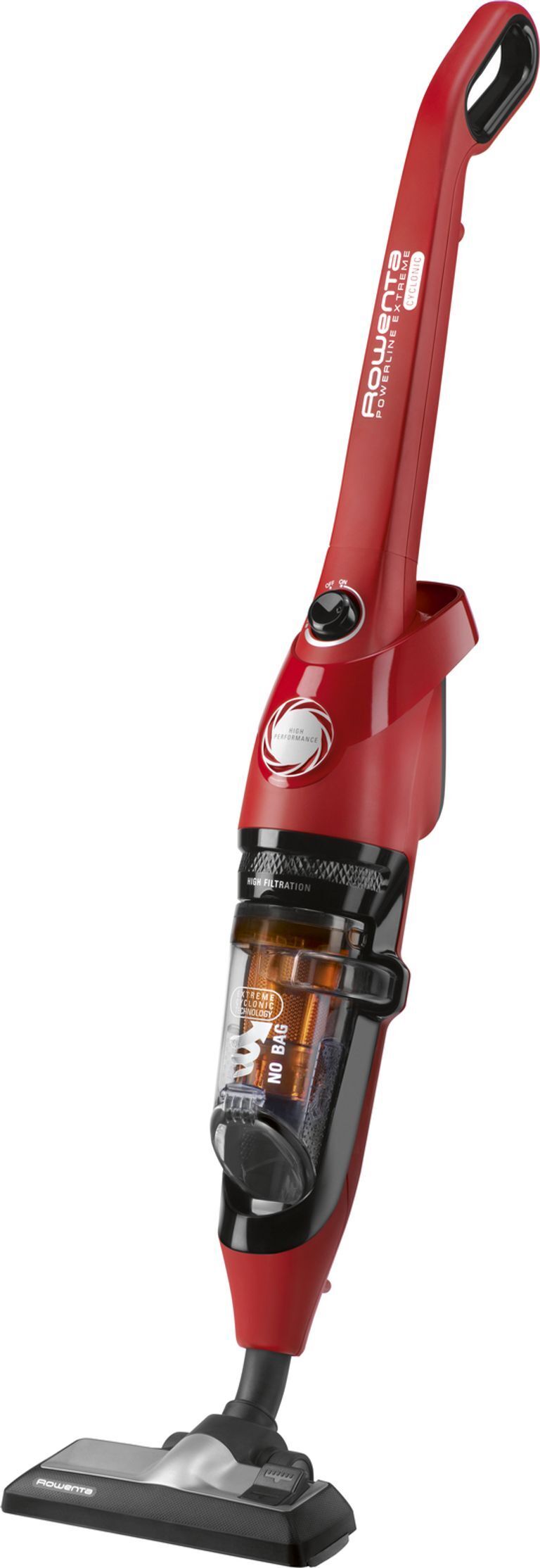 Rowenta RH8133WA, Tyčový vysávač, Bezvreckové, Červená, Oranžová, 0,9 L, Čína, Suchý