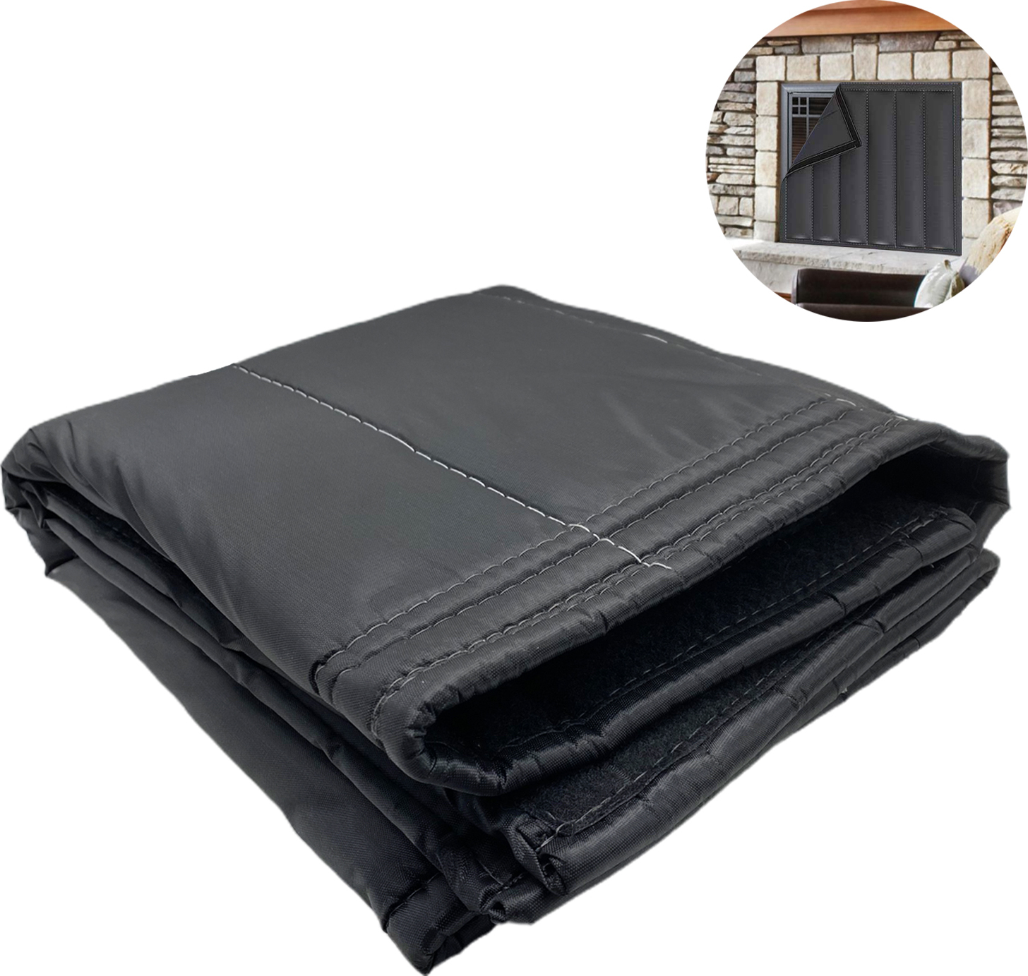 Jormftte Isoliervorhang für Kamine zur Vermeidung von Wärmeverlust durch Luftstrom im Ofen. Schwarzer winddichter Kaminvorhang (114,3 x 86,4 cm) KAU-HT-CPK-PH-20250412-82