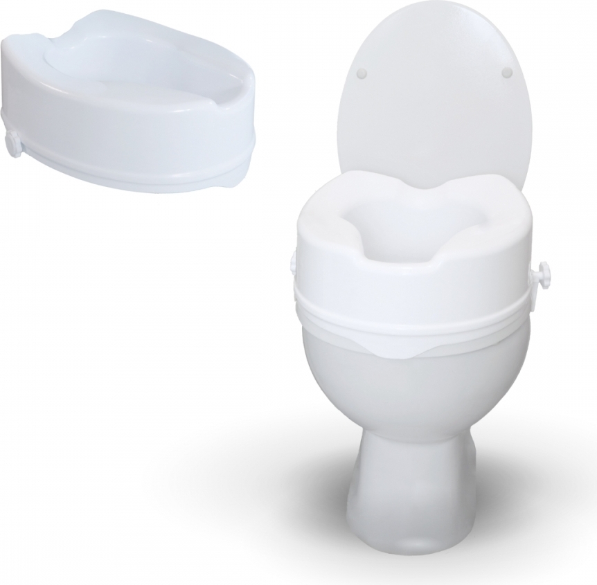 Mobiclinic, Toilettensitzerhöhung, 14cm, Titan, , WC Sitzerhöhung, Toilettenaufsatz für Senioren, Toilettenhilfen, extra stabile, weiß
