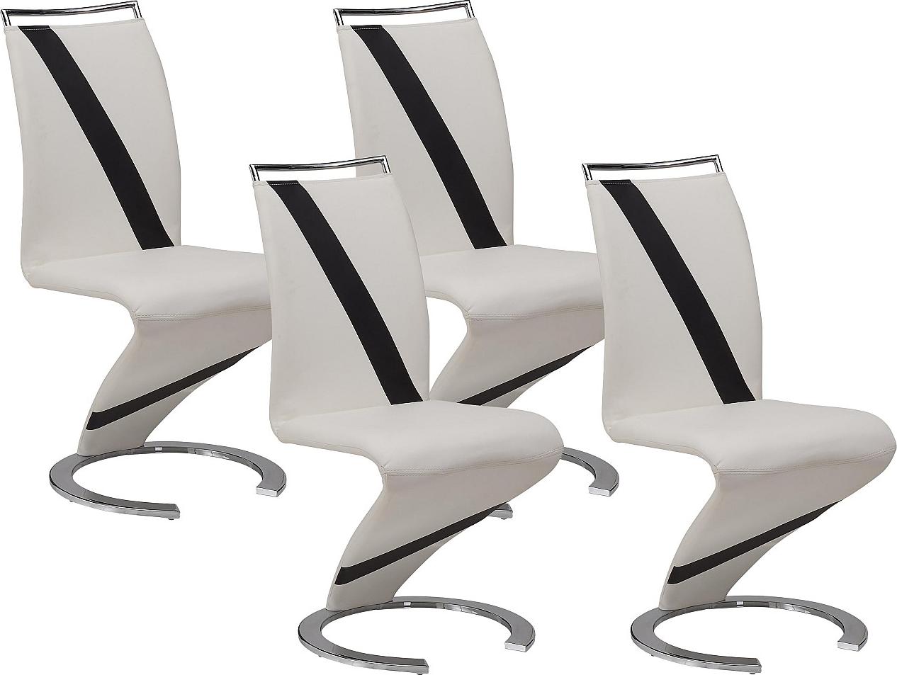 Vente-unique 4er Set TWIZY Stühle - Lederähnliches Material schwarz + weiß