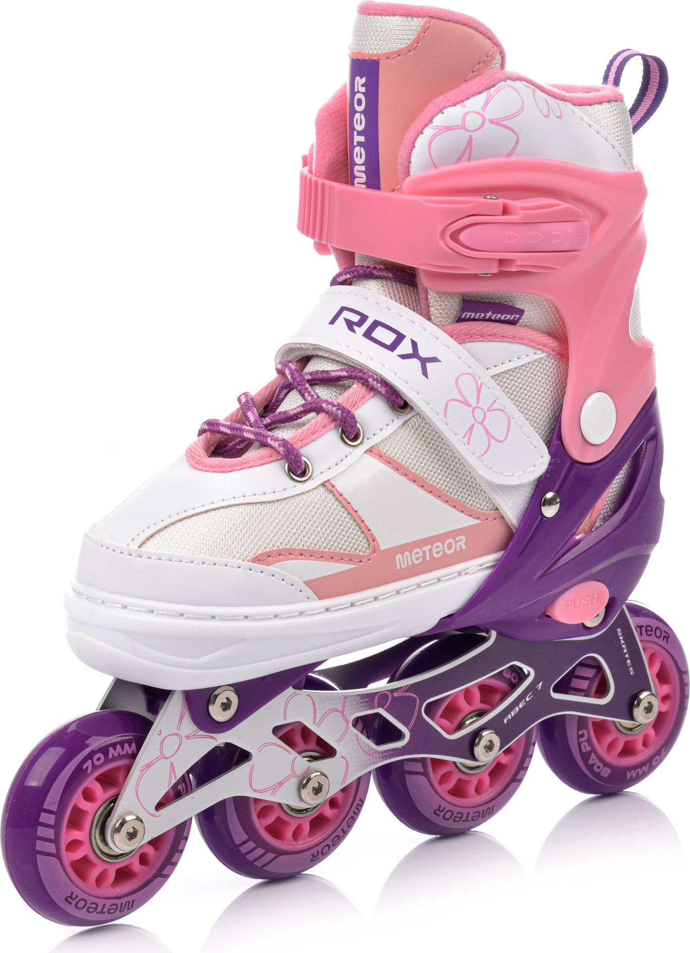 meteor ROX Inlineskates Kinder Inliner Rollschuhe Roller Blades Quad Skates Kinder Inlineskates S 30-33 rosa 22360