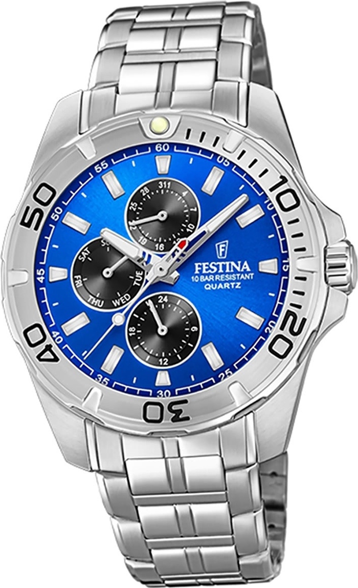 Festina pánske hodinky z nehrdzavejúcej ocele F20445/4 náramkové hodinky strieborné multifunkčné D2UF20445/4
