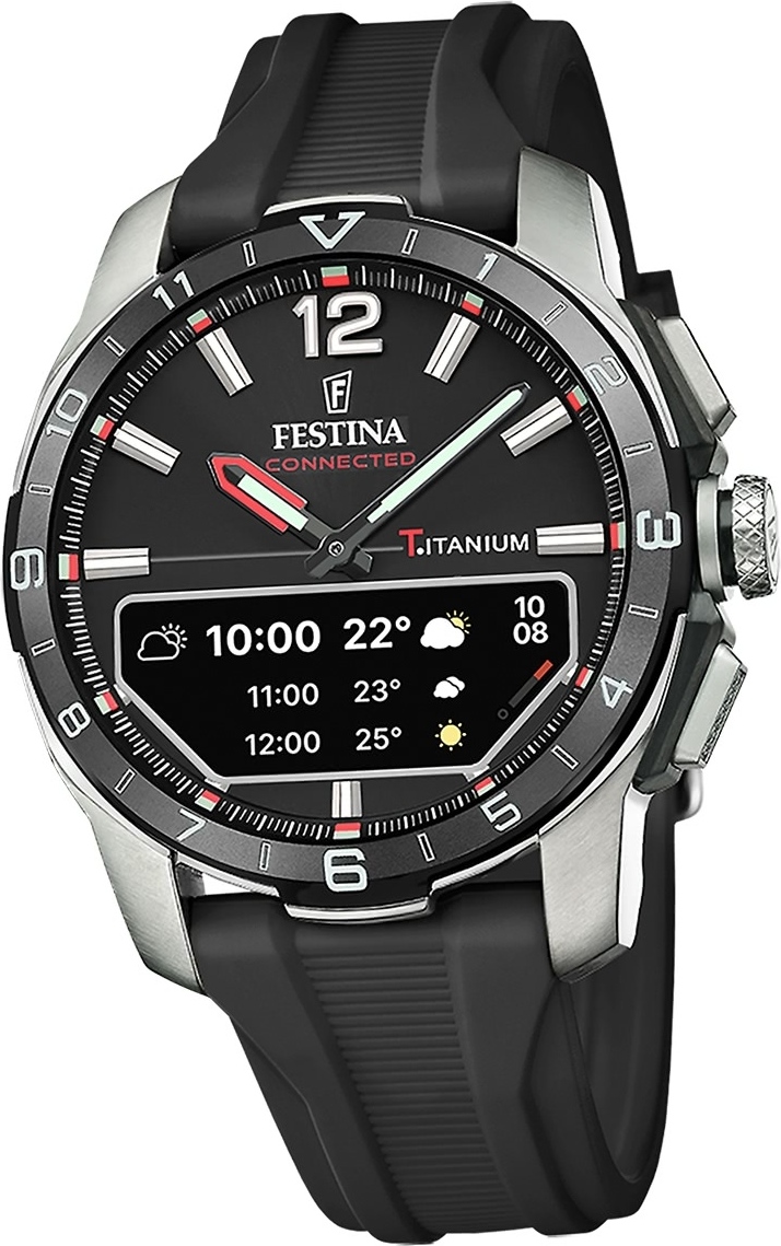 Festina pánske hodinky silikónové čierne Festina Connected náramkové hodinky D2UF23000/4