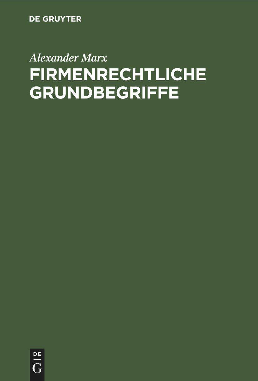 Sonstige Verlage Firmenrechtliche Grundbegriffe