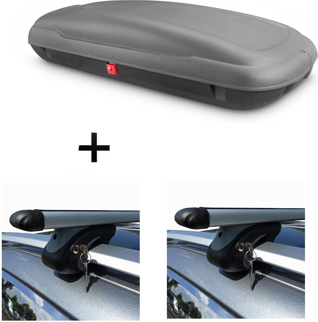 Dachbox VDP-BA400 + Relingträger VDP XL 135 kompatibel mit für Mercedes M-Klasse W164 05-11 VDP_BA400_SC-R-005-135_mklasse164