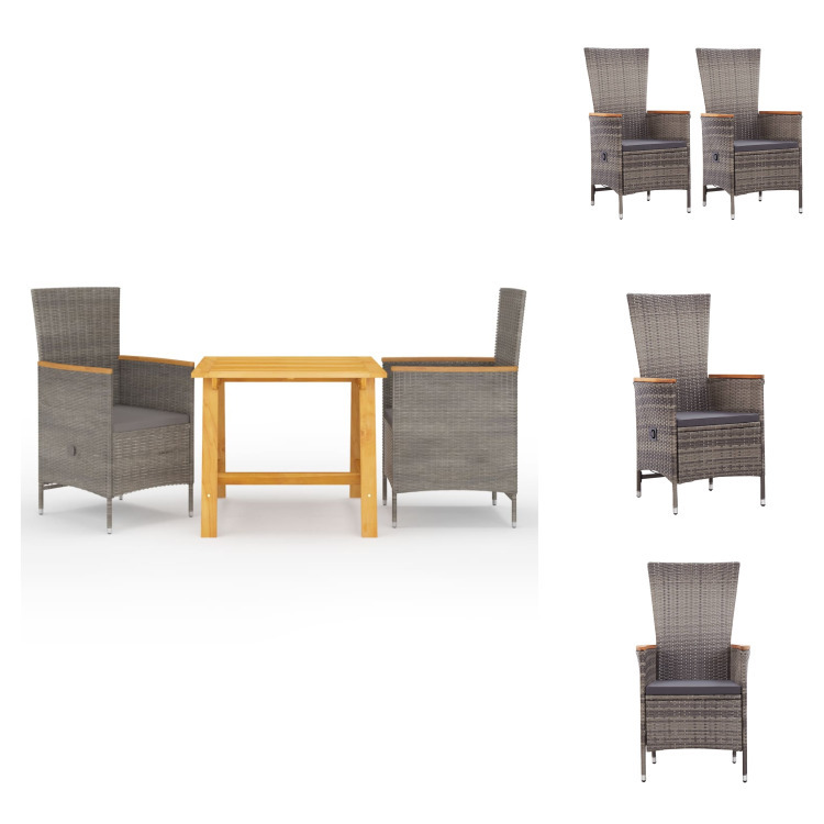 vidaXL 3-dielny záhradný jedálenský set sivý - Záhradné nábytkové zostavy