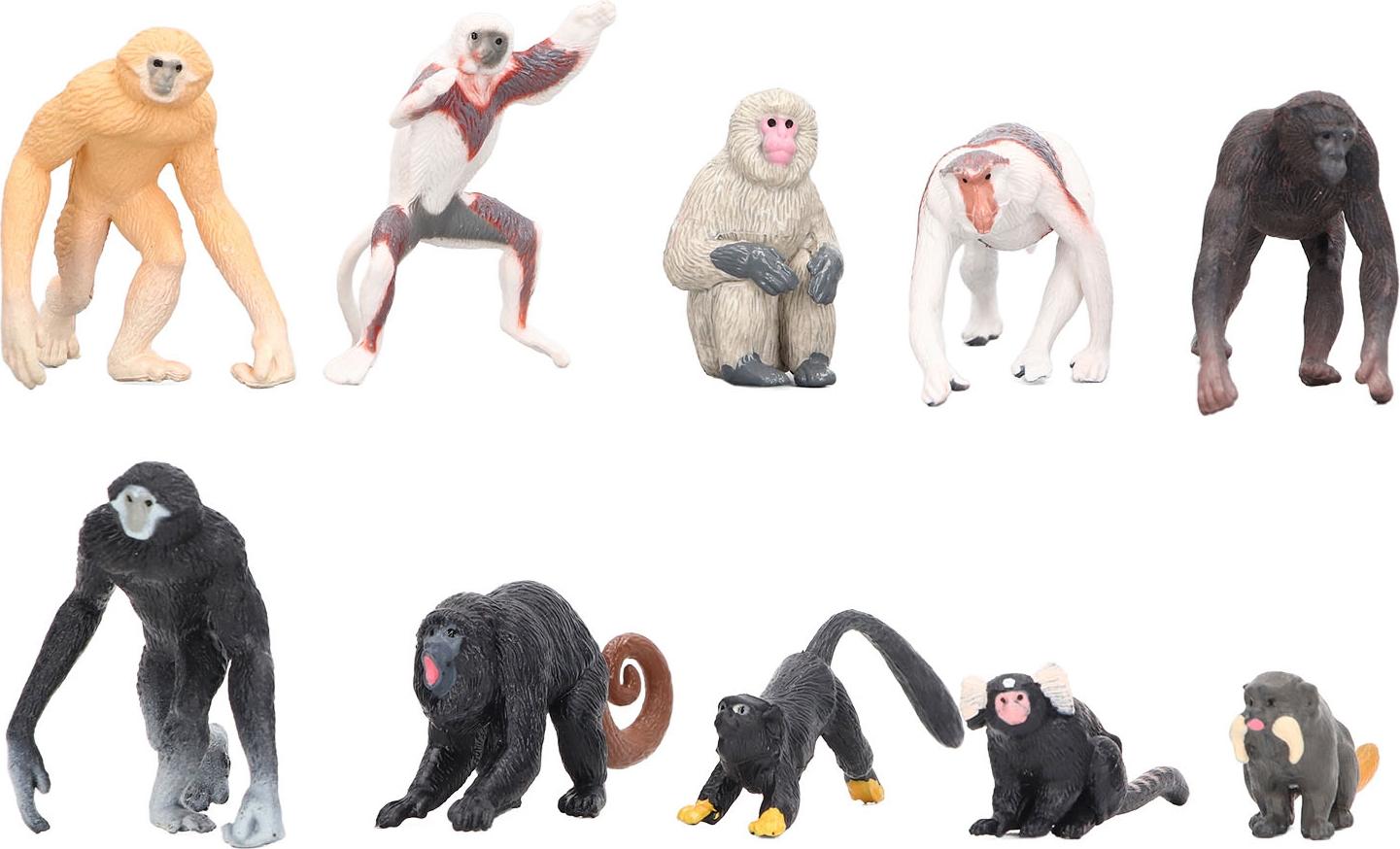 Gistuch 10PCS Primatenmodelle Mini Nasenaffe Gibbon Orang-Utan Lemur Modell Tier Ornament Set