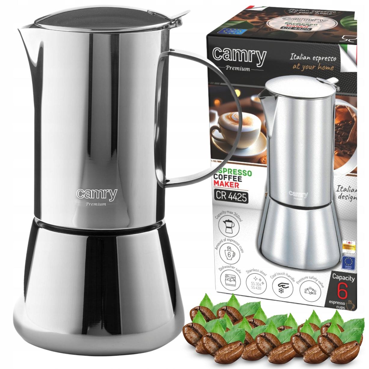 Espressokocher 350 ml Camry Induktion Gas Edelstahl läuft nicht aus CR 4425