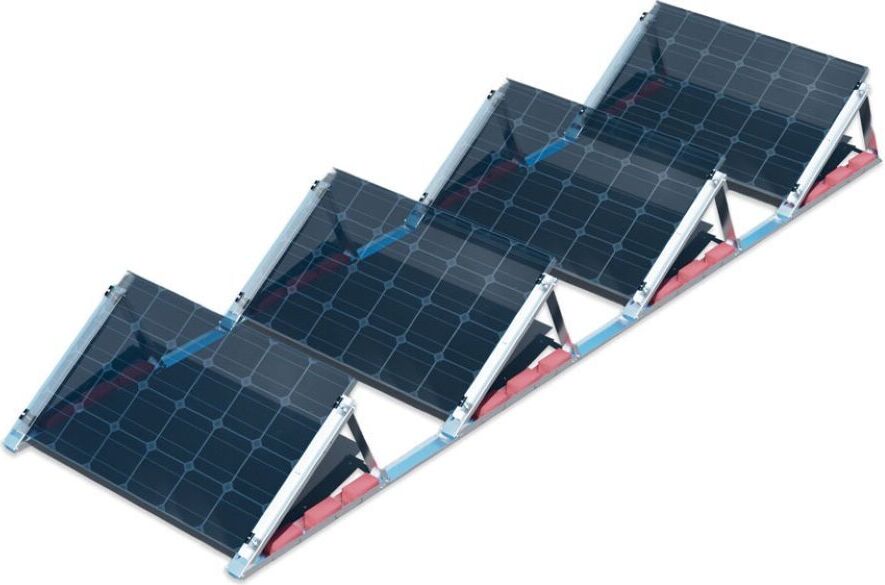 venturama-Solar FlatFlex – Flachdach-Aufständerung Set für 4 PV-Module 35° hintereinander