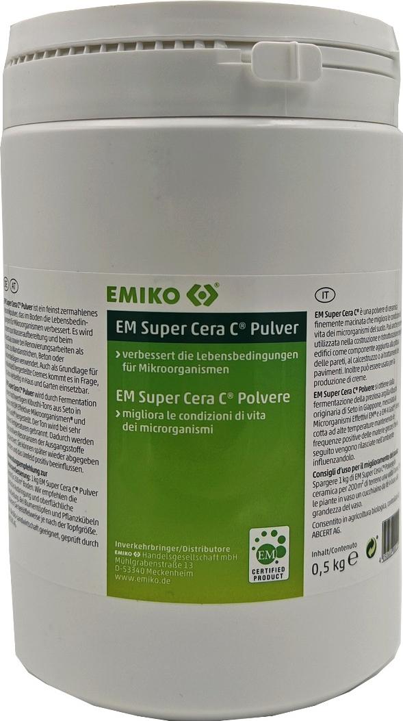 Emiko EM Super Cera C Pulver 500g verbessert die Eigenschaften des Bodens