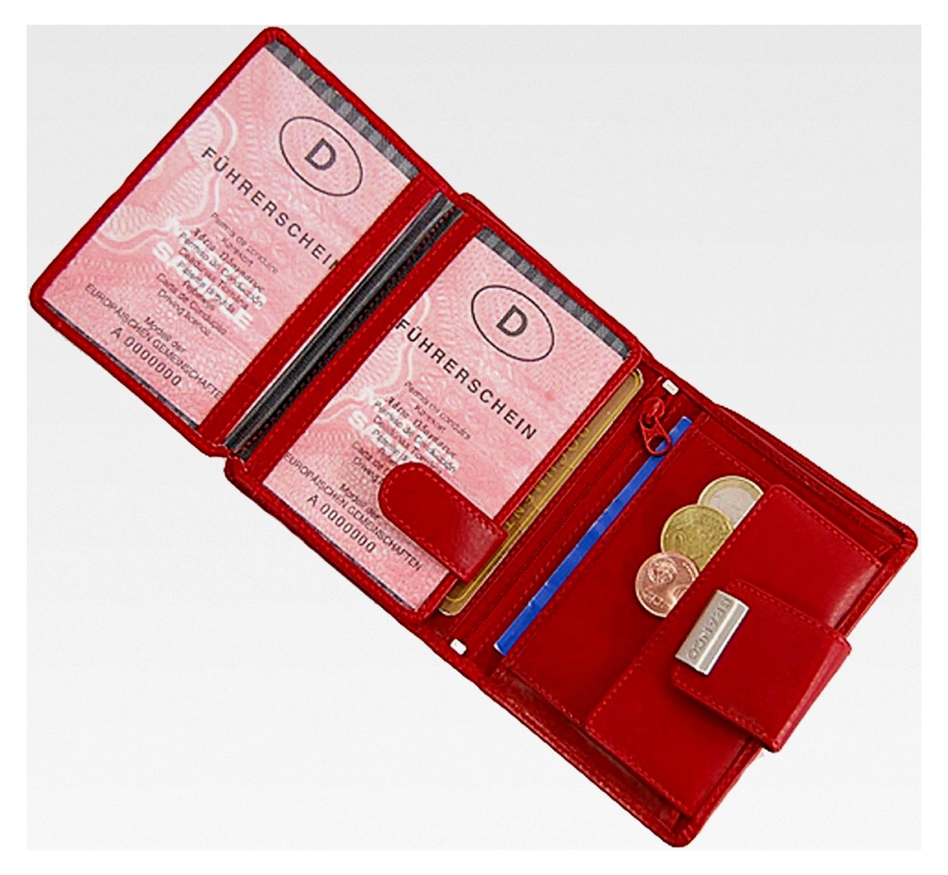 Markenlos Damen Geldbörse aus Leder in Schwarz