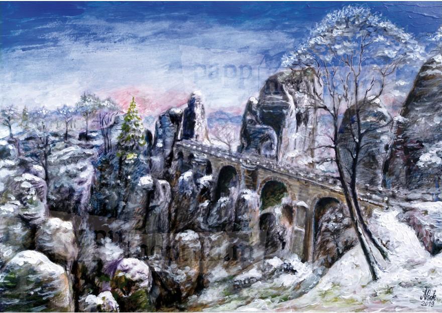 Mini adventný kalendár Bastei v Saskom Švajčiarsku, kresby zvierat