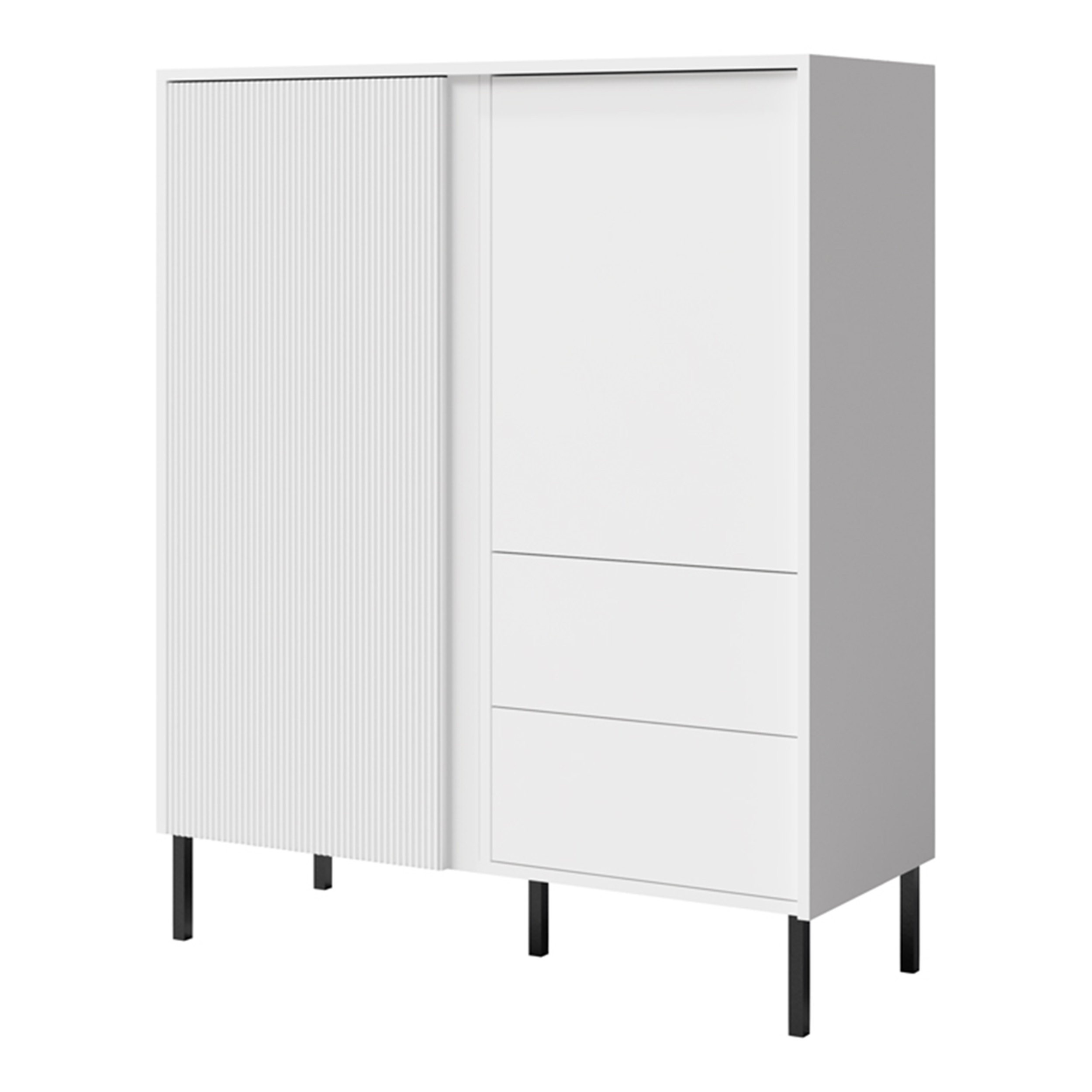 AX LIVING Hohe Kommode Mikasso – 100 cm Breite, Modern in Weiß N0887