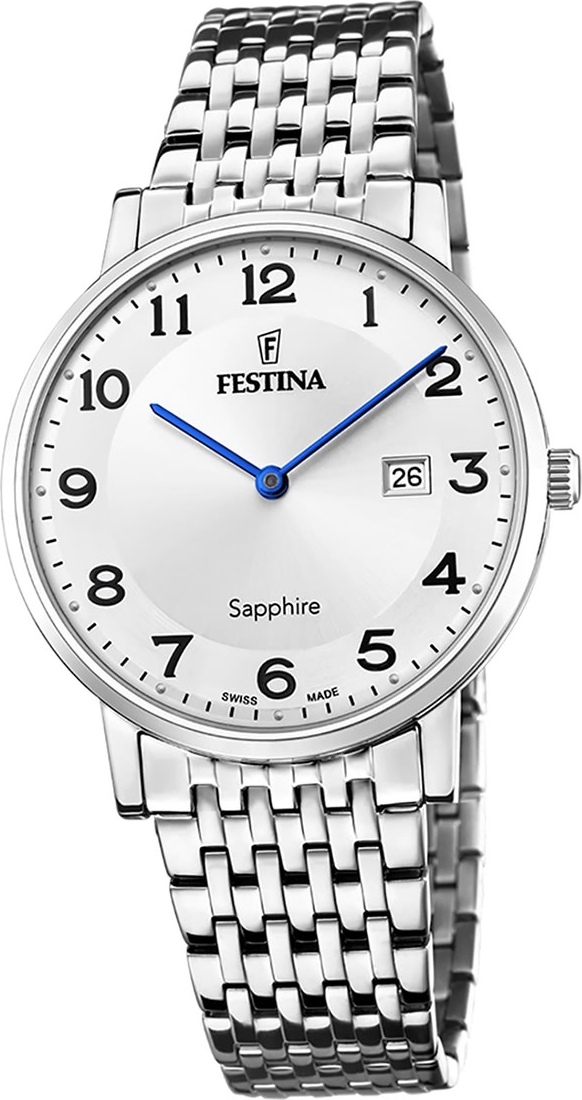 Festina pánske hodinky z ušľachtilej ocele strieborné Festina Swiss made náramkové hodinky D2UF20018/4