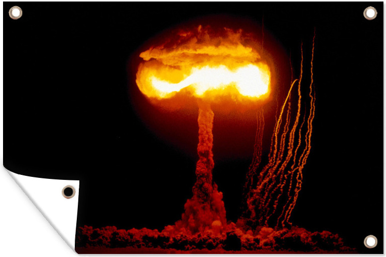 MuchoWow® 90x60 cm Outdoor-Poster Gartendeko Sichtschutz Garten Poster für den Garten Nukleare Explosion bei Nacht 133|38385067