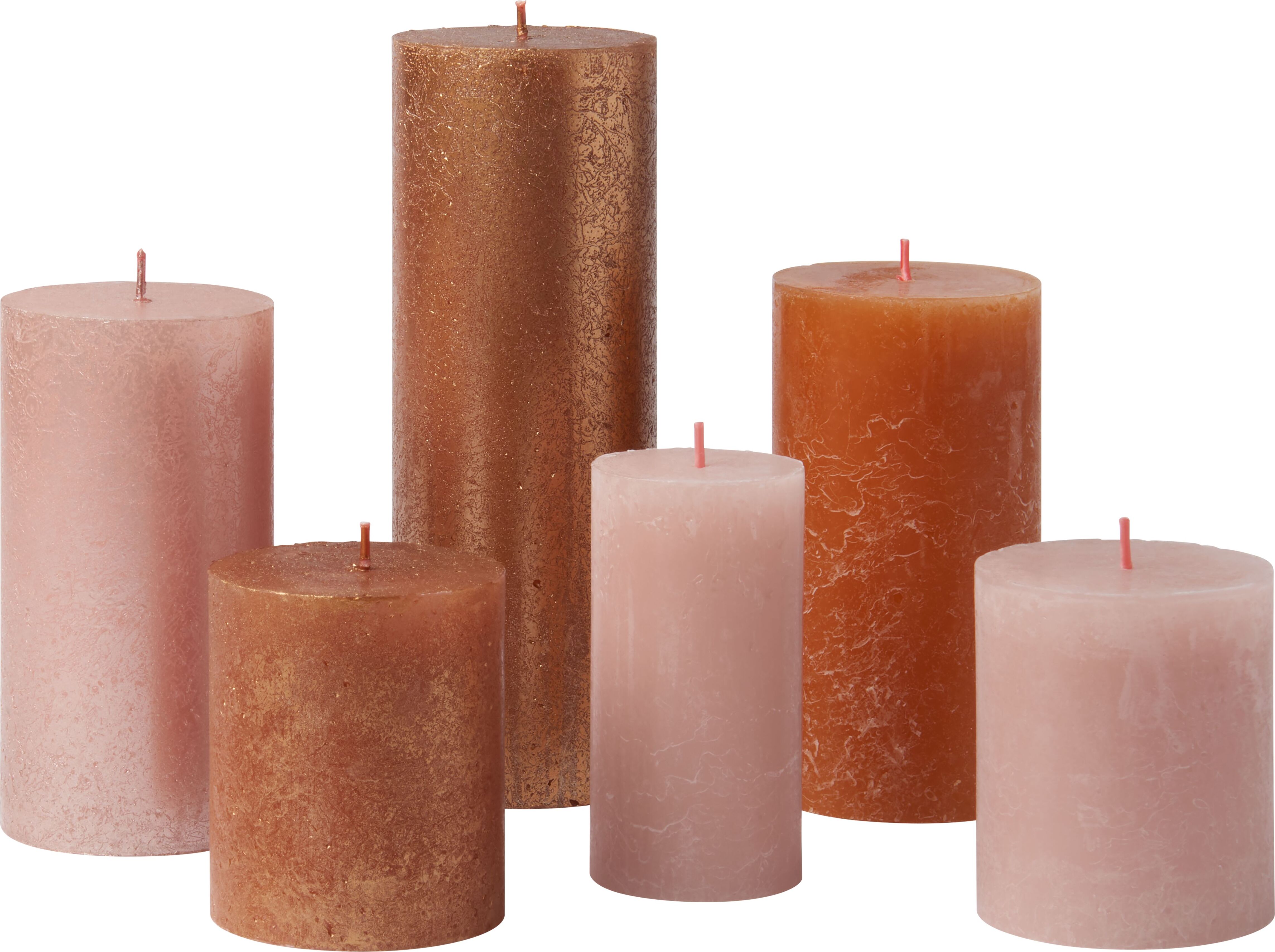 Bolsius 6er Set Kerzen, mehrfarbig