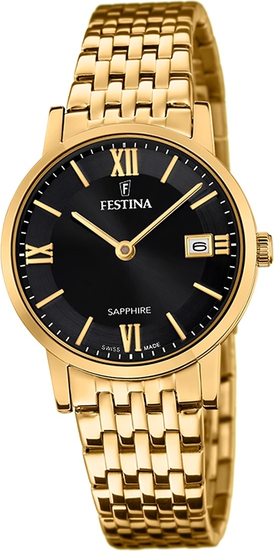 Festina dámske hodinky z nehrdzavejúcej ocele zlaté Festina Swiss Made náramkové hodinky D2UF20021/3