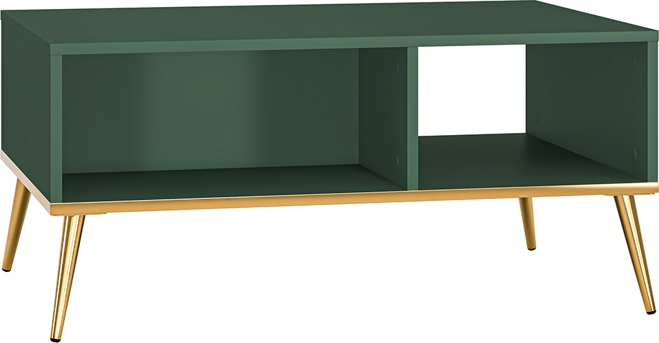 Lomadox Couchtisch in grün mit goldfarbenen Füßen FASANO-131, B/H/T ca. 90/42/60 cm FORE07-001