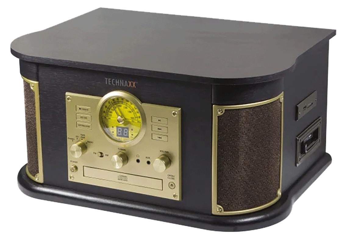Technaxx TX-103, Audio-Plattenspieler mit Riemenantrieb, Halbautomatisch, Schwarz, Gold, 33,45,78 RPM, DC-Motor, Drehregler 4755