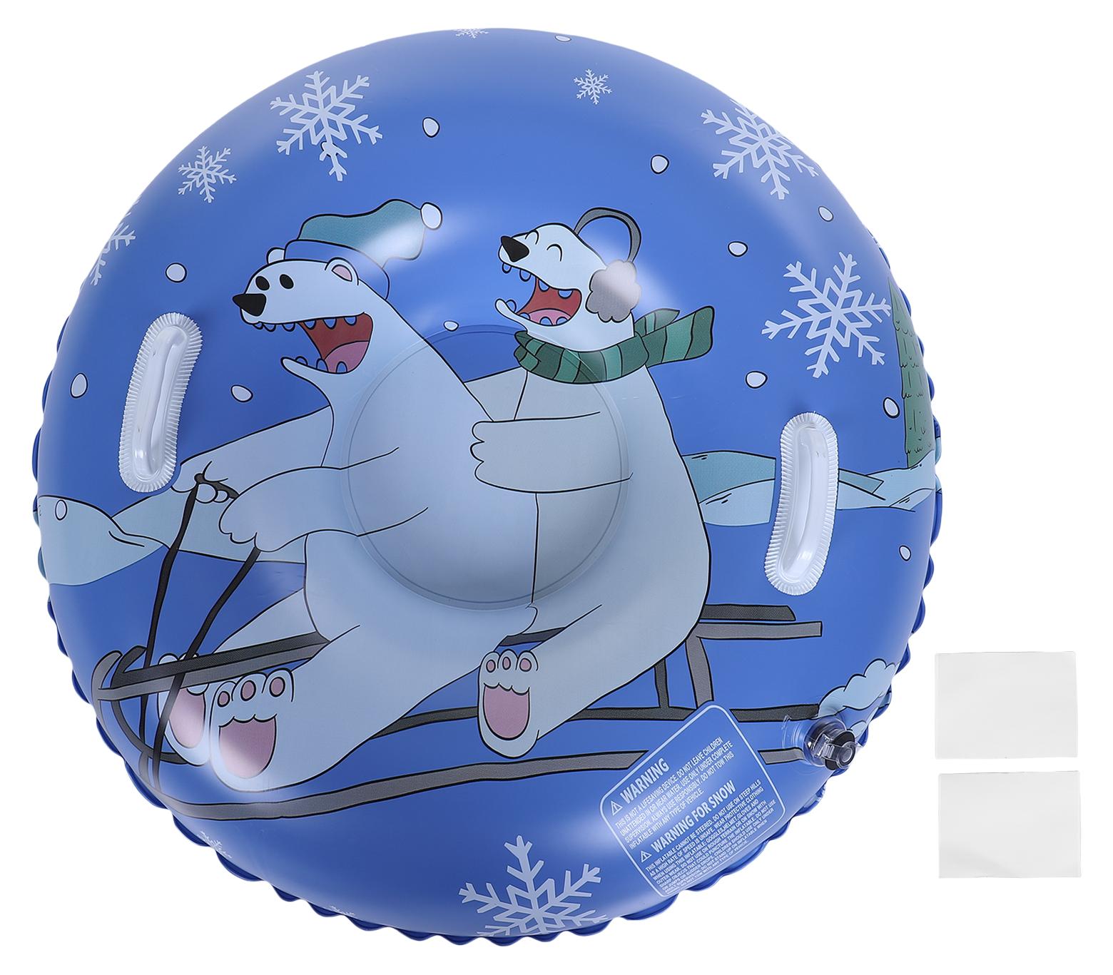 Lixada Aufblasbarer Schneereifen mit verstärktem Boden, 91 cm, Kinderschlitten mit Griffen und 2 Flicken zum Ausbessern für das Schlittenfahren im Winter K_YM3111250000211_260416_33966
