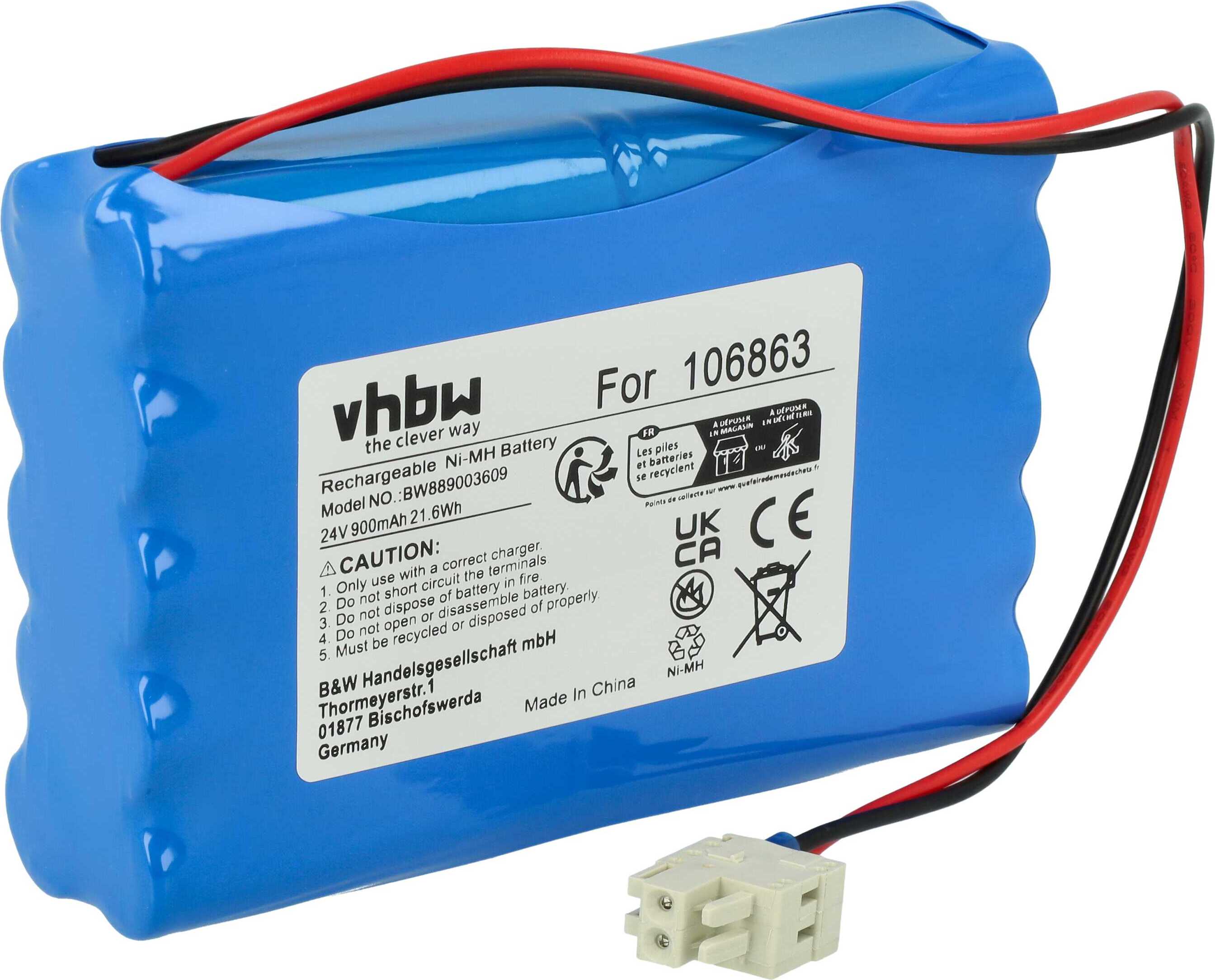 vhbw Akku kompatibel mit Geze DCU 1, EC Drive, Ecdrive u. Powerdrive Sliding, DCU2M, Door Operators elektrische Schiebetür (0,9 Ah, 24 V, NiMH)