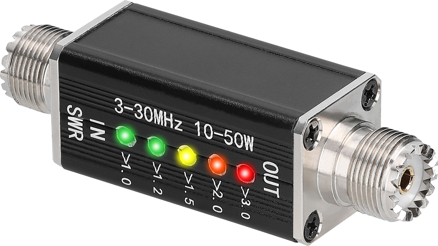 Aibecy LED-SWR-Messgeraet, 3C30 MHz Frequenz, kurzwellige Stehwellenanzeige mit 5 LEDs, M-Buchse