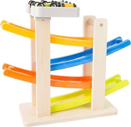 Legler small foot company Rennbahn mit Parkdeck aus Holz – personalisierbar, inkl. 4 Autos | small foot 10602 885664240