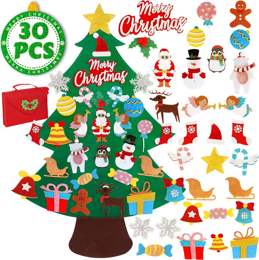 Topanieter999 TOPANBIETER 999 Weihnachtsbaum 98 x 70 cm Deko Filz DIY Filz Dekoration Kinder Bastelset Weihnachten Tannenbaum