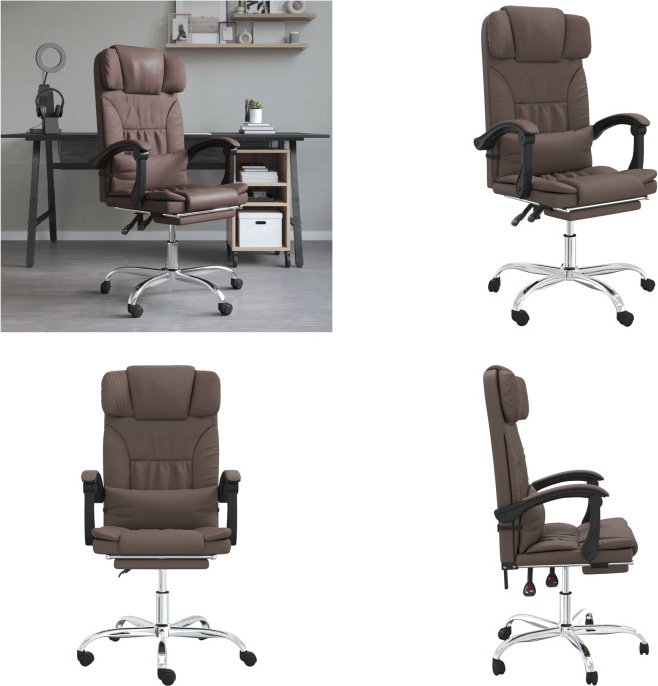 vidaXL Kancelárske kreslo s masážnou funkciou hnedá Imitácia kože - Masážne kancelárske kreslo - Masážne kancelárske kreslá - Kancelárske kreslo s masážnou funkciou - Elektrické kancelárske kreslo