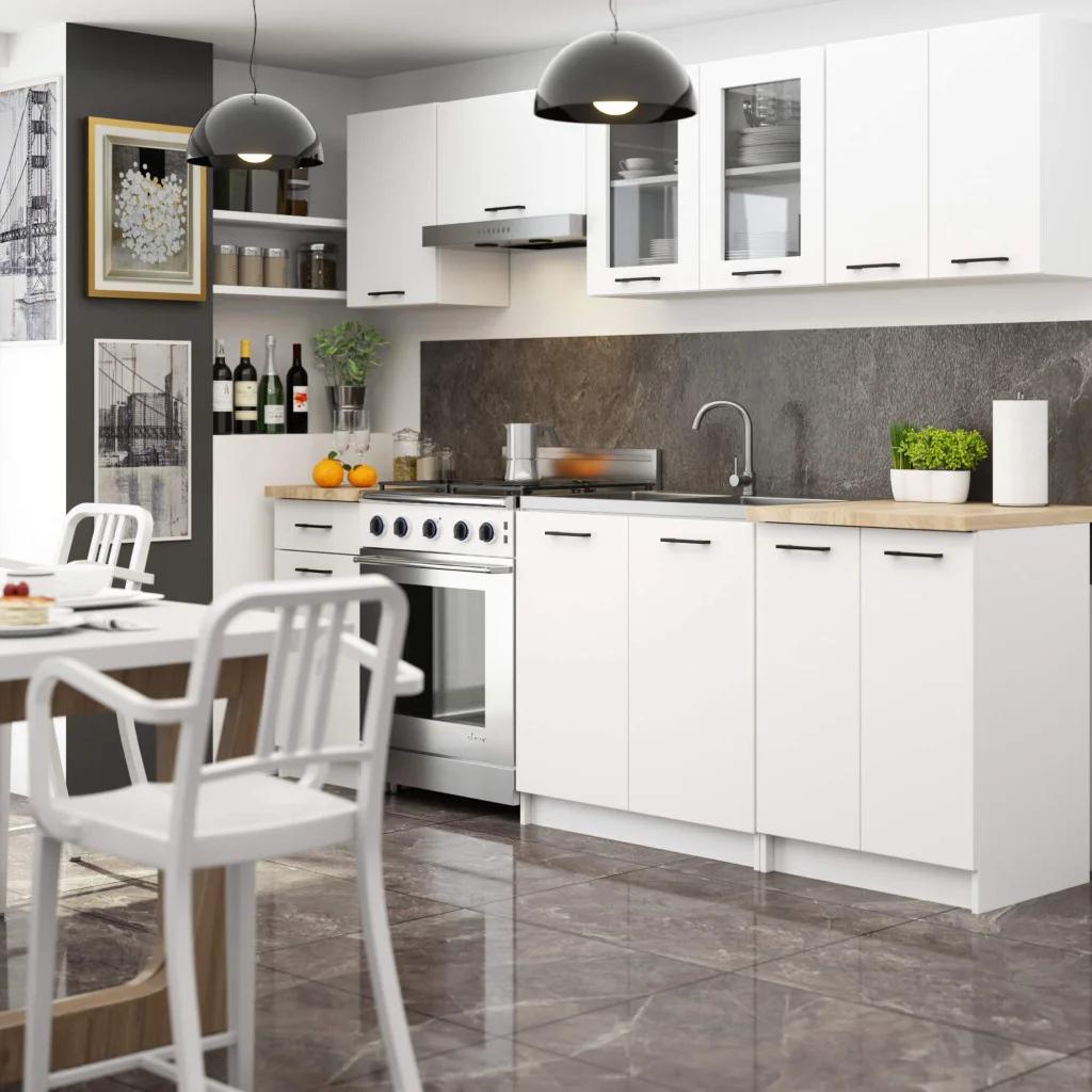 VENETI Küchenzeile für Plattenbauwohnungen 240 cm VERMINA - weiß 159-14-00022