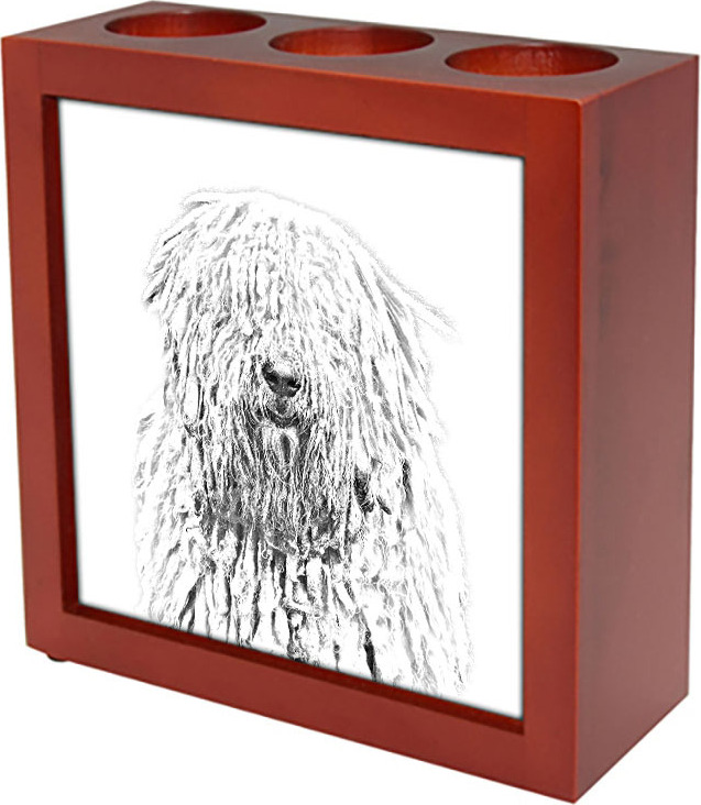 Komondor - Stifthalter mit Hund, Schreibtischorganizer mit Aufdruck, personalisierte Schreibtischdekoration der Marke Art-Dog