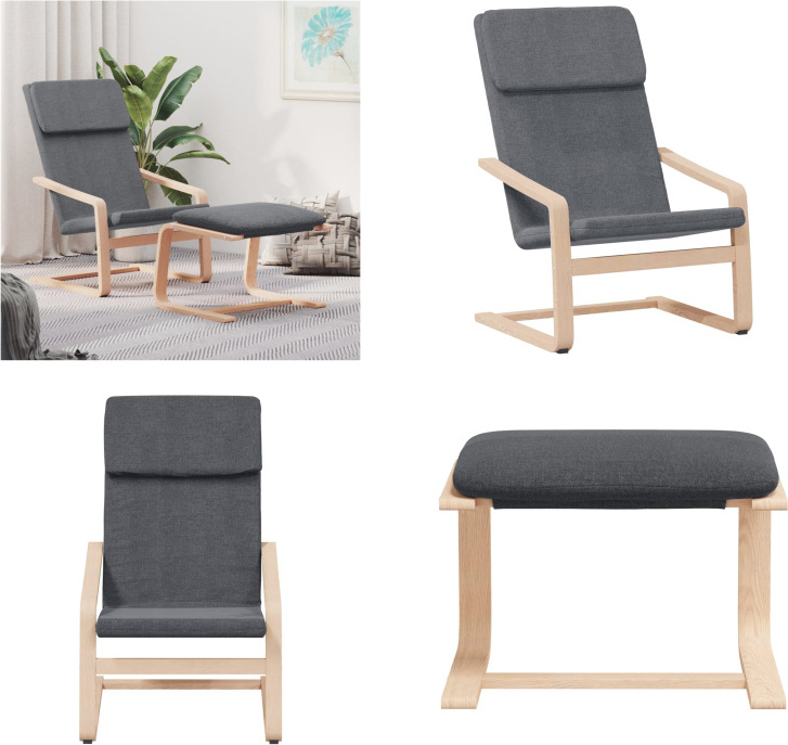 vidaXL Relaxsessel mit Hocker Dunkelgrau Stoff - Relaxsessel Mit Hocker - Relaxsessel Mit Hockern - Relaxsessel Mit Fußhocker - Stuhl