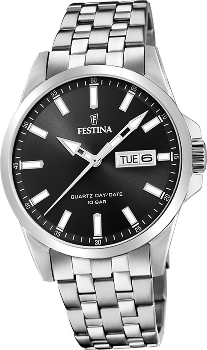 Festina pánske hodinky z nehrdzavejúcej ocele F20357/4 Quartzové náramkové hodinky Silver Classic D2UF20357/4