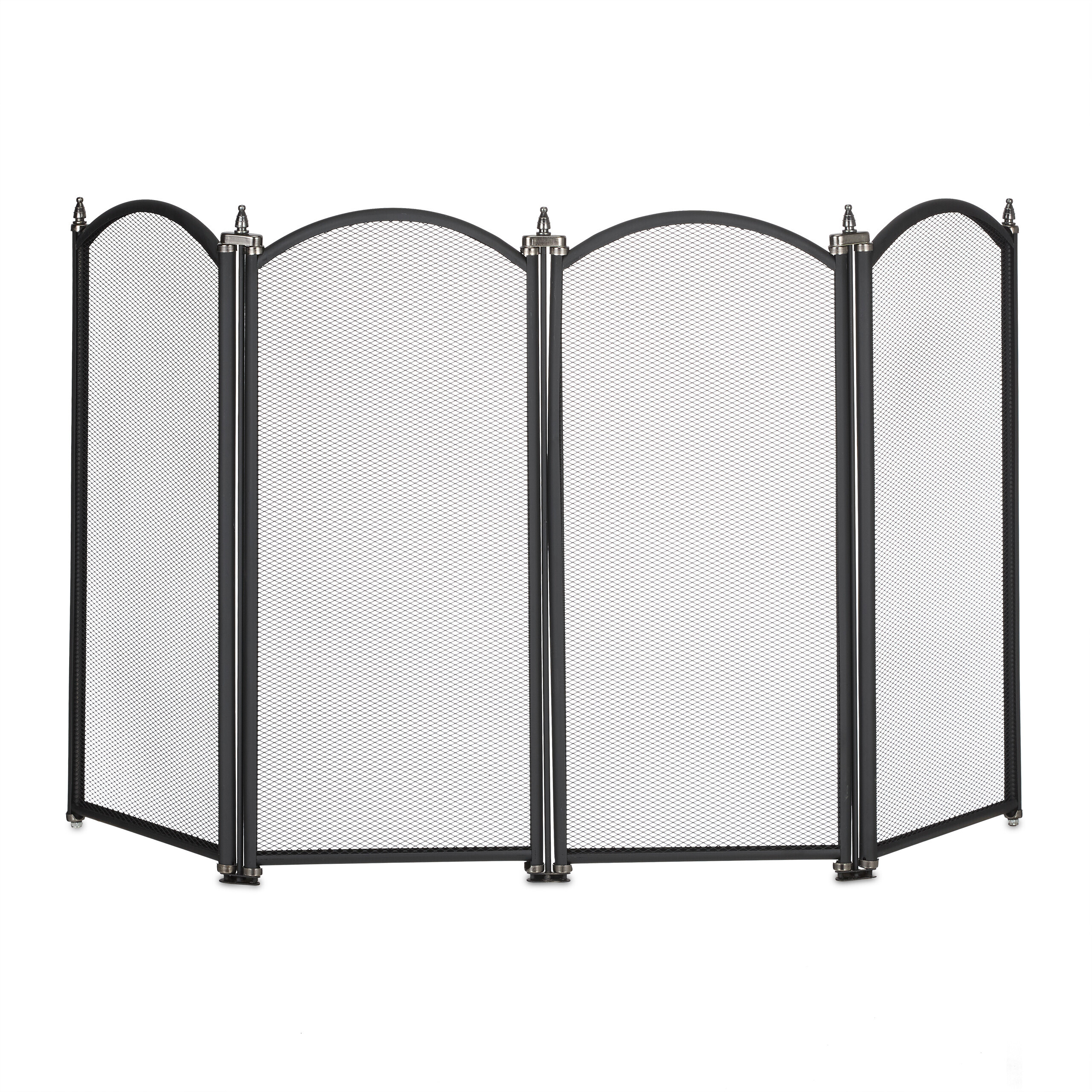 Relaxdays Funkenschutzgitter, 4 teiliges Gitter gegen Funkenflug, Kamin Funkenschutz, HxB: 54x97,5 cm, Metall, schwarz 10049077_0