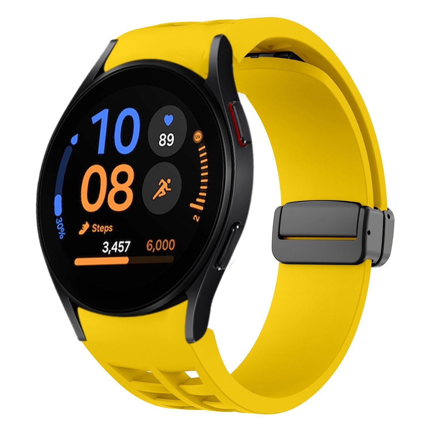 Pre Samsung Galaxy Watch FE / 6 / 5 / 4 40 mm Silikónový dizajn Magnetická pracka Náhradný pás na ruku Žltá