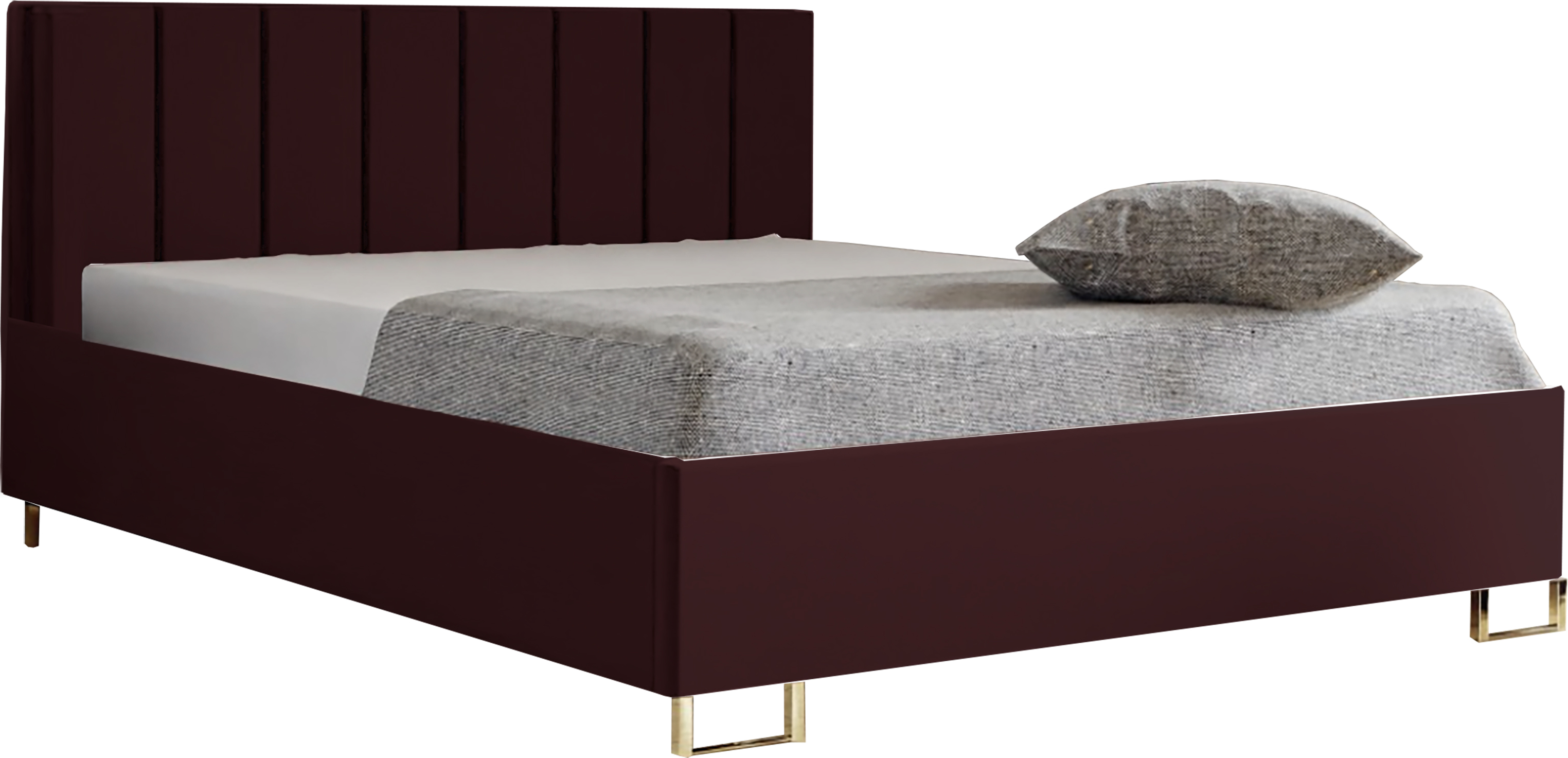 Schlafzimmer-Polsterbett MALIBU, Gepolstertem Kopfteil, Hochwertiger MONOLITH Polsterstoff, Bettkasten mit Gasdruckfeder, Komfortable Betthöhe 39 cm, 180x200 cm Kirsche