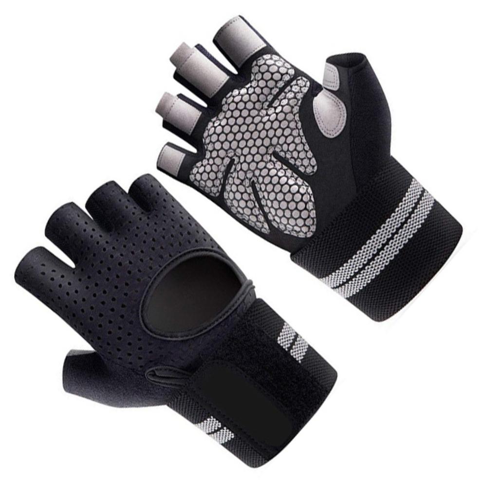 INF Fitness-Handschuhe 1 Paar, Silikon-Anti-Rutsch, Halbfinger für Gym XL 419798