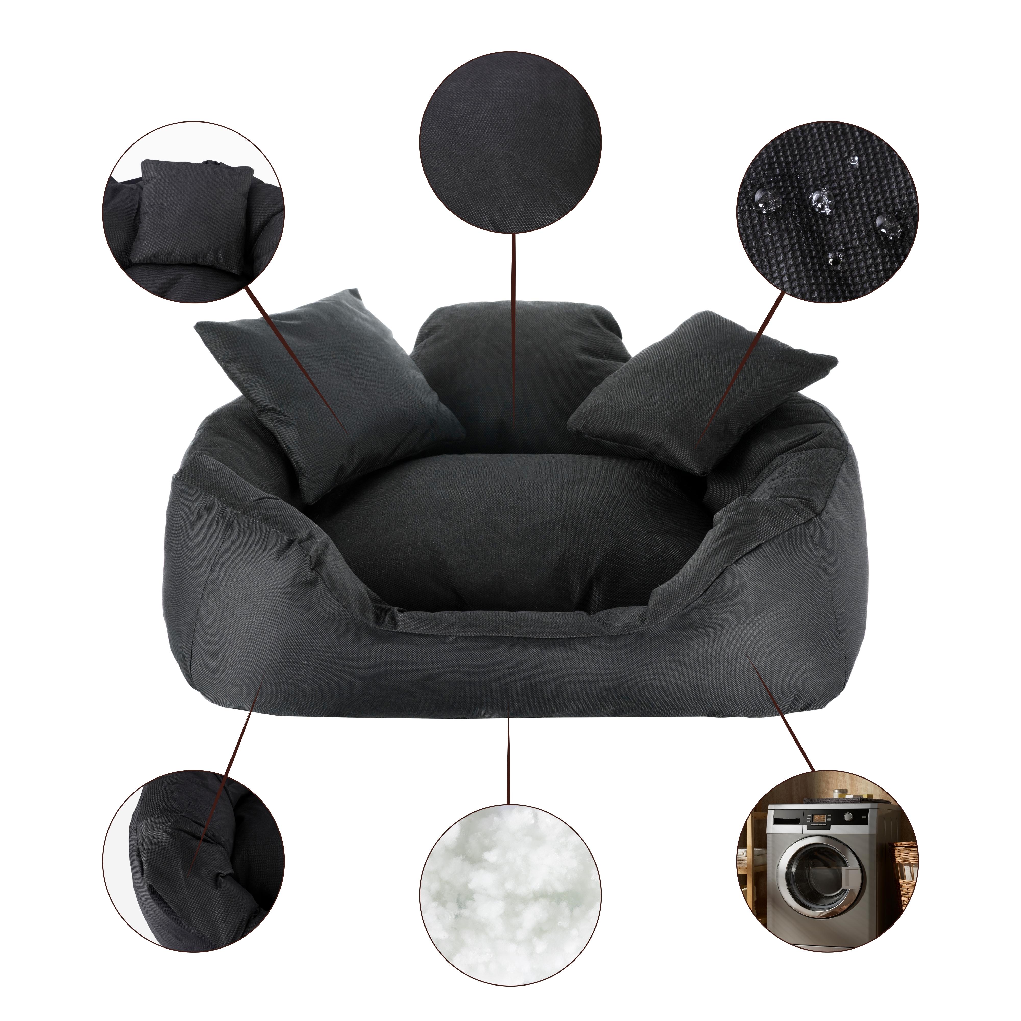 Mi Gustaw Hundebett, wasserfest 100 x 75 Schwarz GUSTAW, Hundebett Größe L