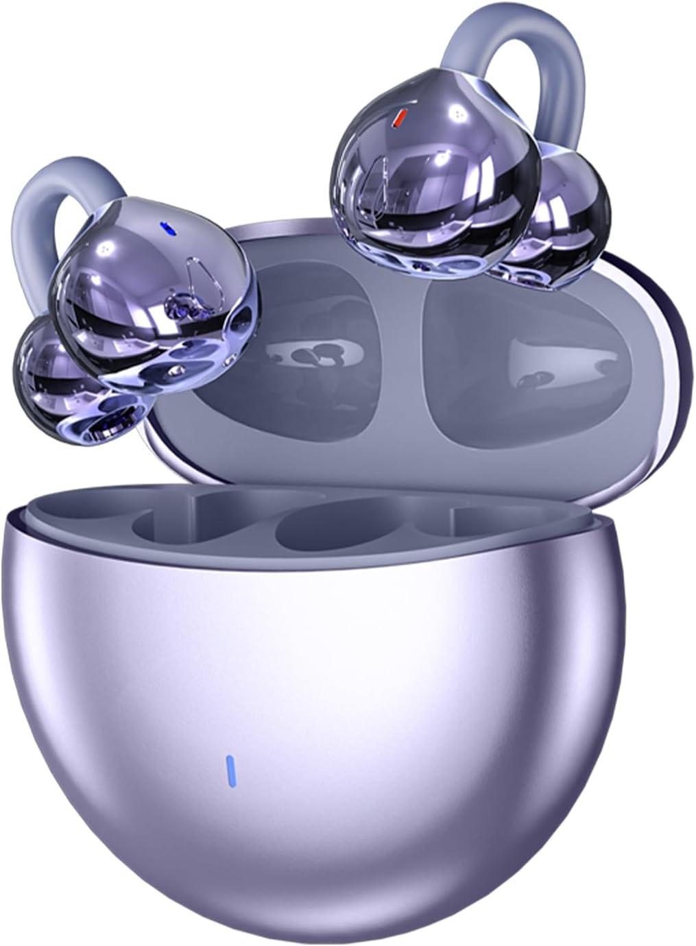 Xmenha Open Ear Kopfhörer Knochenschall Bluetooth Air Bone Conduction Headphones Clip Kopfhörer Bluetooth Kabellos mit Ohrclip Bügel Sport für Laufen Joggen