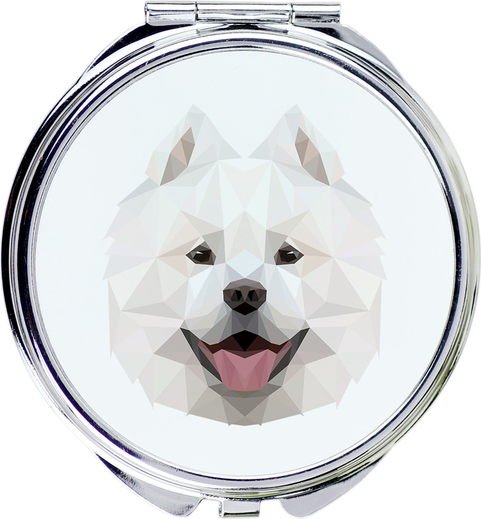 Samojede, Samoyed, Samojedenhund, Samojedenspitz - Spiegel mit Foto und geometrischem Aufdruck der Marke Art-Dog