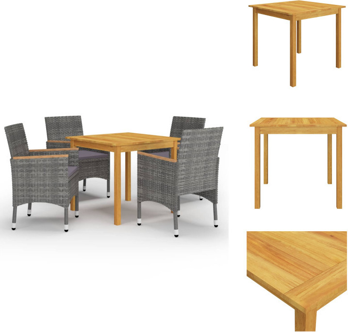 vidaXL 5-dielny záhradný jedálenský set sivý - Záhradné nábytkové zostavy