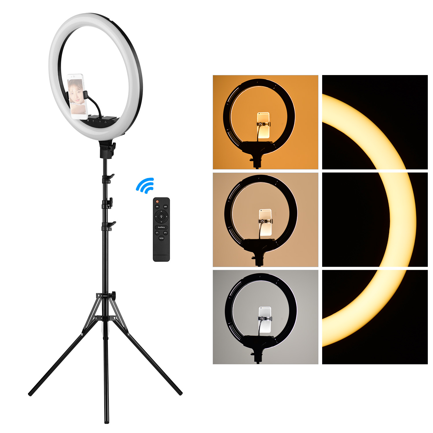 18" LED Ringlicht Make-up Dimmbar 45cm Ringleuchte Light Lampe Handyhalter Kit 