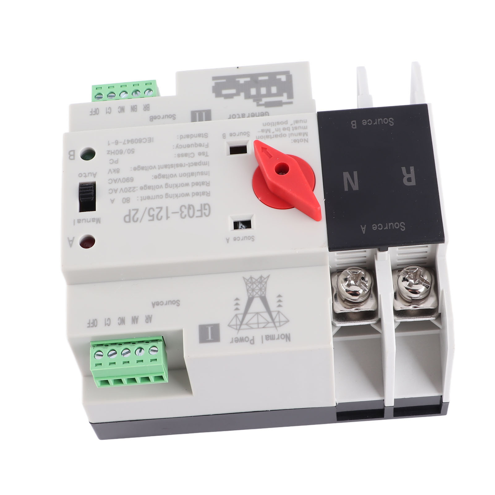 Cocosity Automatischer Übertragungsschalter,Dualer Stromübertragungsschalter,Automatischer 2P-Übertragungsschalter,Stromübertragungsschalter,Übertragungsschalter,Generatorzubehör