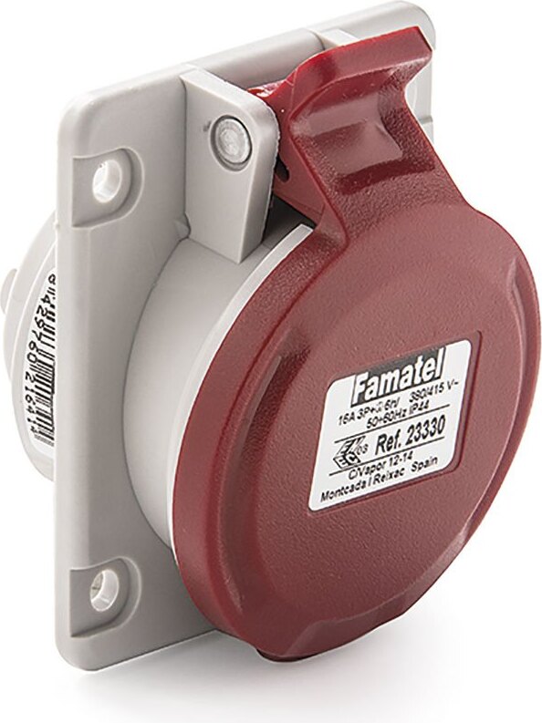 Famatel 23333 3p+n+t Ip44 Einbau-basis 32a 380v Rot Rot One Size