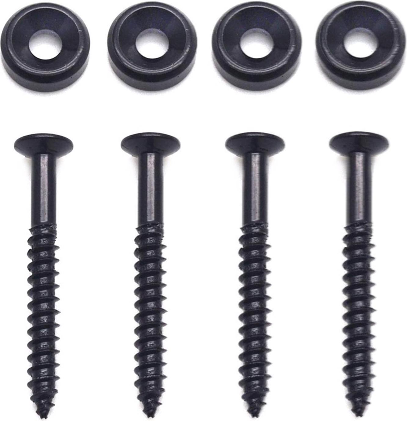 Elektrická gitara krk, 4 ks gitara krk kĺbové púzdra sada gitara montážne skrutky basgitara kovanie púzdra s maticami pre elektrickú akustickú gitaru basgitara (BLACK)