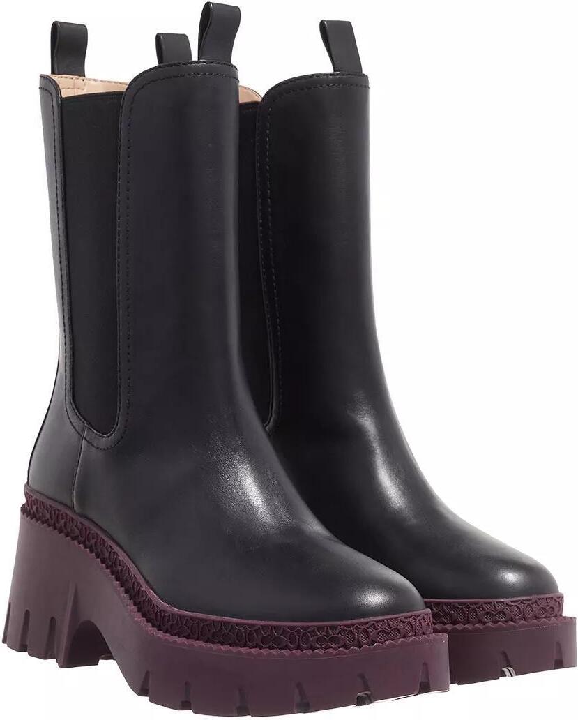 Coach Alexa Leather Bootie Black Deep Berry
